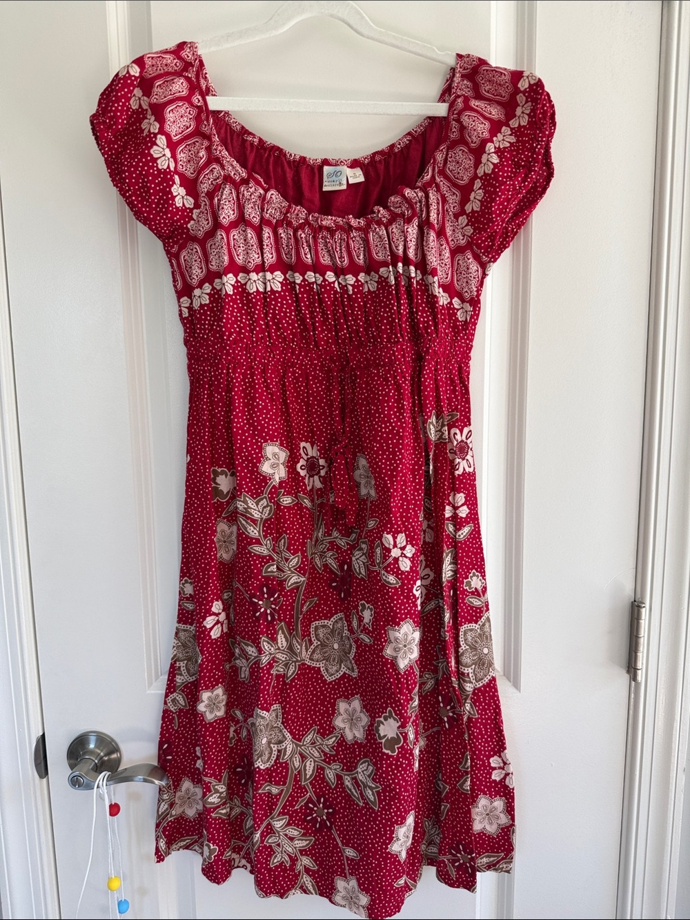 SO Red Floral Smocked Casual Dress
